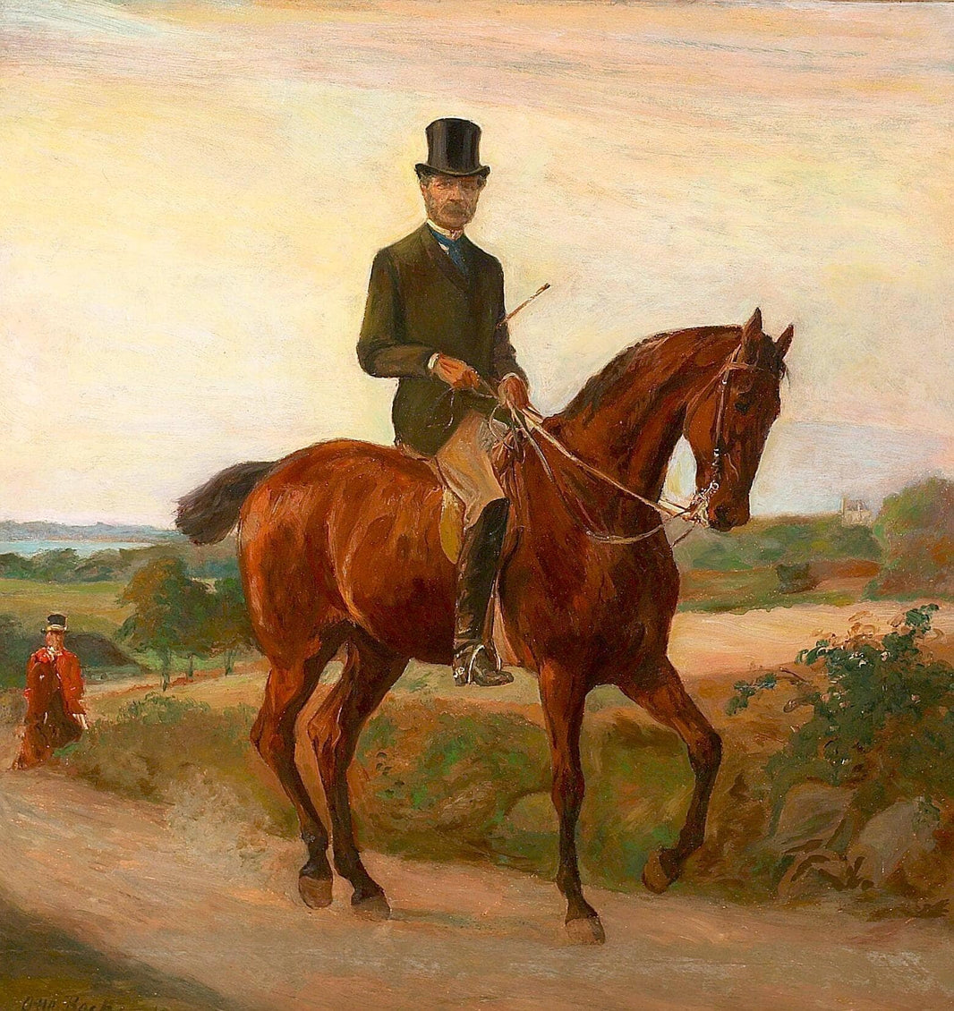 King Christian IX on Horseback. Study. by Otto Bache — hand-painted animal oil painting reproduction on canvas