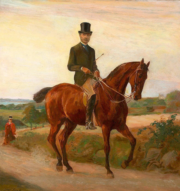 King Christian IX on Horseback. Study. by Otto Bache — hand-painted animal oil painting reproduction on canvas