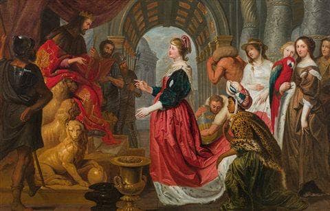 King Solomon and the Queen of Sheba by Erasmus Quellinus the Younger — hand-painted cultural oil painting reproduction on canvas