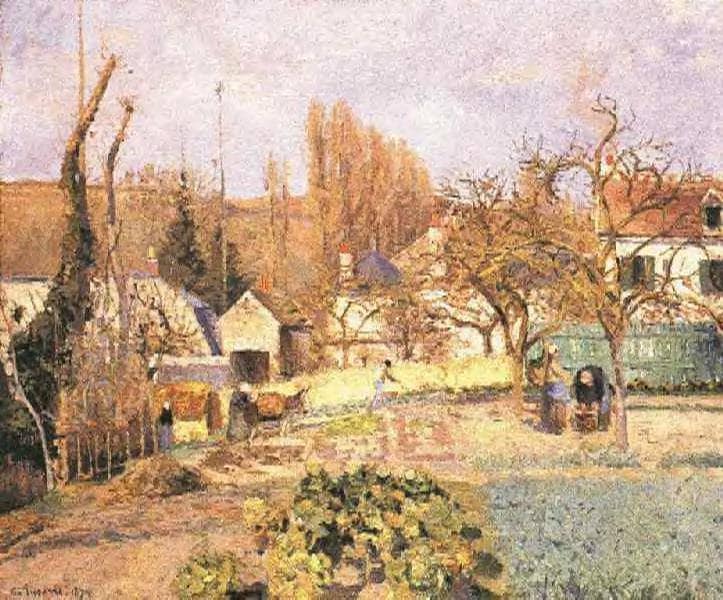 Kitchen Garden at the Hermitage, Pontoise by Camille Pissarro — hand-painted landscape oil painting reproduction on canvas