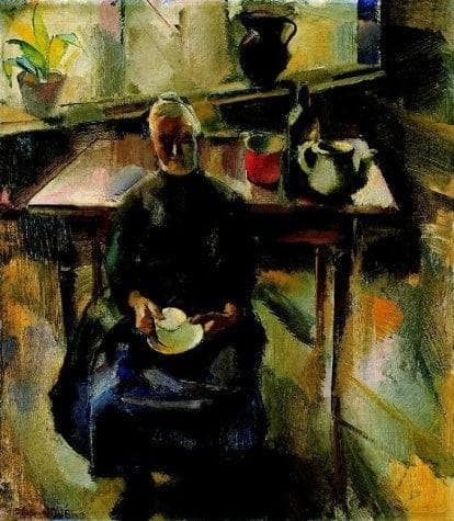Kitchen (In the Kitchen, Room Interior) by Vilmos Aba-Novak — hand-painted still oil painting reproduction on canvas
