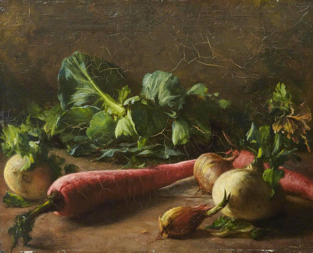 Kitchen Vegetables by Thomas Stuart Smith — hand-painted botanical oil painting reproduction on canvas