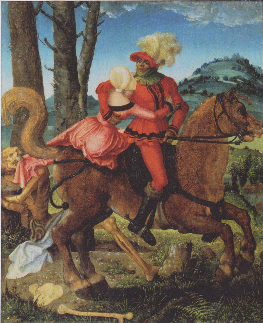 Knight, Death and girl by Hans Baldung — hand-painted animal oil painting reproduction on canvas