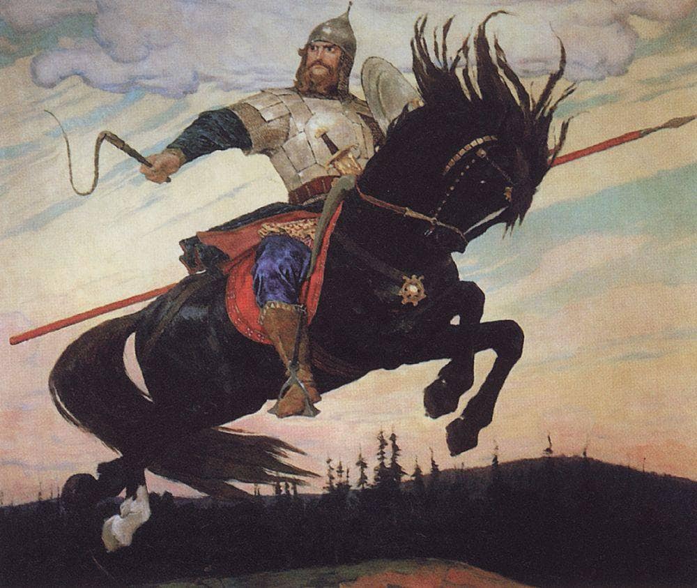 Knightly Galloping by Viktor Vasnetsov — hand-painted animal oil painting reproduction on canvas