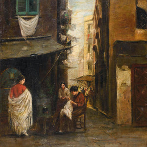 Knot of women on the street by Vincenzo Migliaro — Oil Painting Reproduction