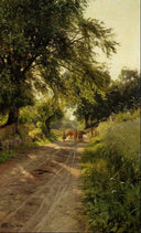 Koerne Traekkes Home, Hellebaek by Peder Mørk Mønsted — hand-painted landscape oil painting reproduction on canvas