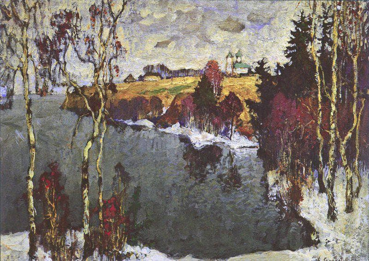 A Gray Day by Konstantin Gorbatov — hand-painted landscape oil painting reproduction on canvas