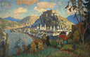 A View of Salzburg by Konstantin Gorbatov — urban oil painting wall art, Post Impressionism