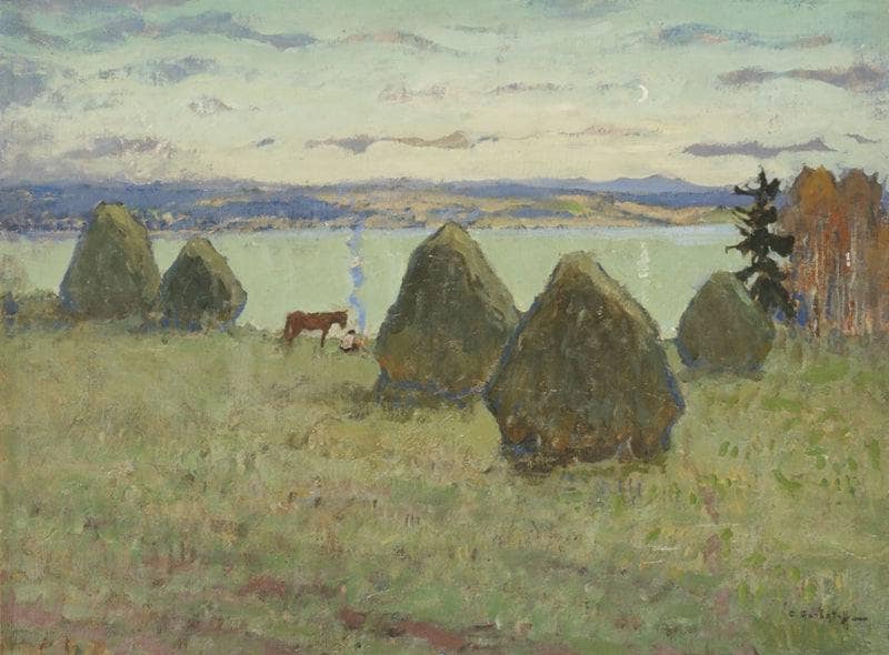 At Night by Konstantin Gorbatov — hand-painted landscape oil painting reproduction on canvas