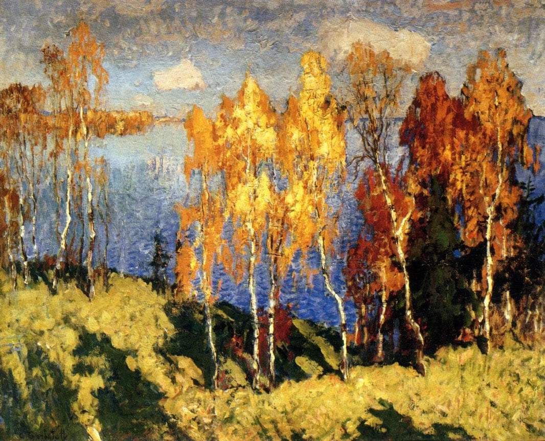 Autumn Gold by Konstantin Gorbatov — hand-painted landscape oil painting reproduction on canvas