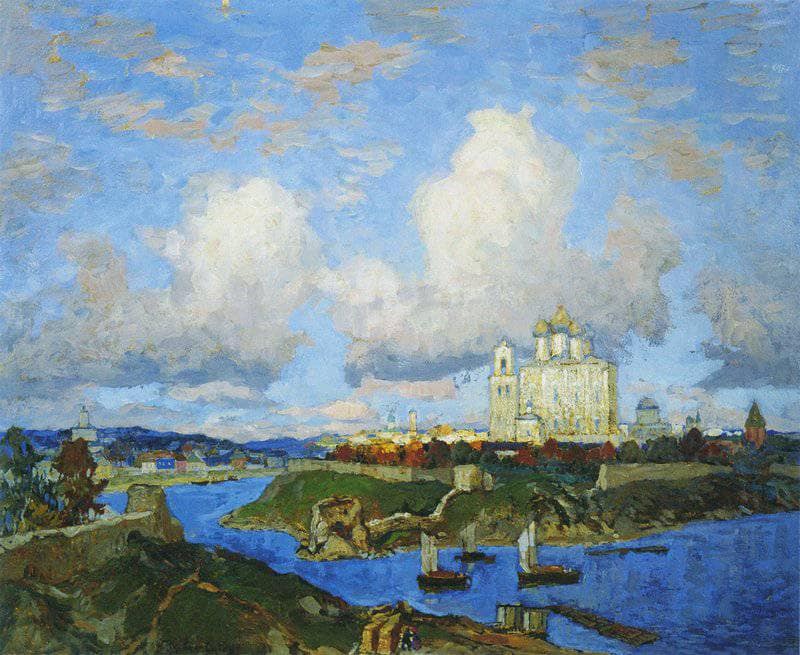 Autumn in Pskov by Konstantin Gorbatov — hand-painted landscape oil painting reproduction on canvas
