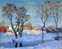 Early Spring in Pskov by Konstantin Gorbatov — winter oil painting wall art, Post Impressionism