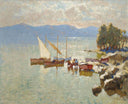 Landscape with Lake by Konstantin Gorbatov — sea oil painting wall art, Post Impressionism