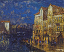 Night in Venice by Konstantin Gorbatov — city oil painting wall art, Post Impressionism