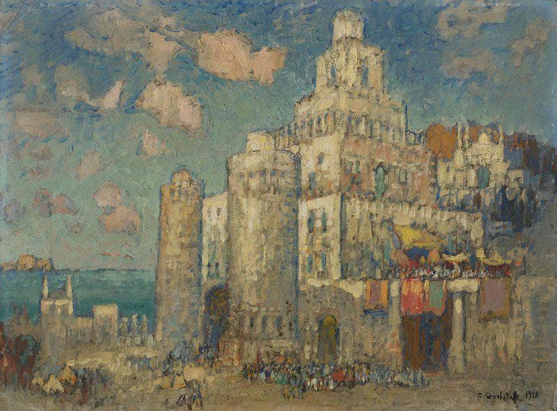 Oriental Town by Konstantin Gorbatov — hand-painted landscape oil painting reproduction on canvas