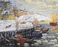 The Old Town by Konstantin Gorbatov — hand-painted landscape oil painting reproduction on canvas