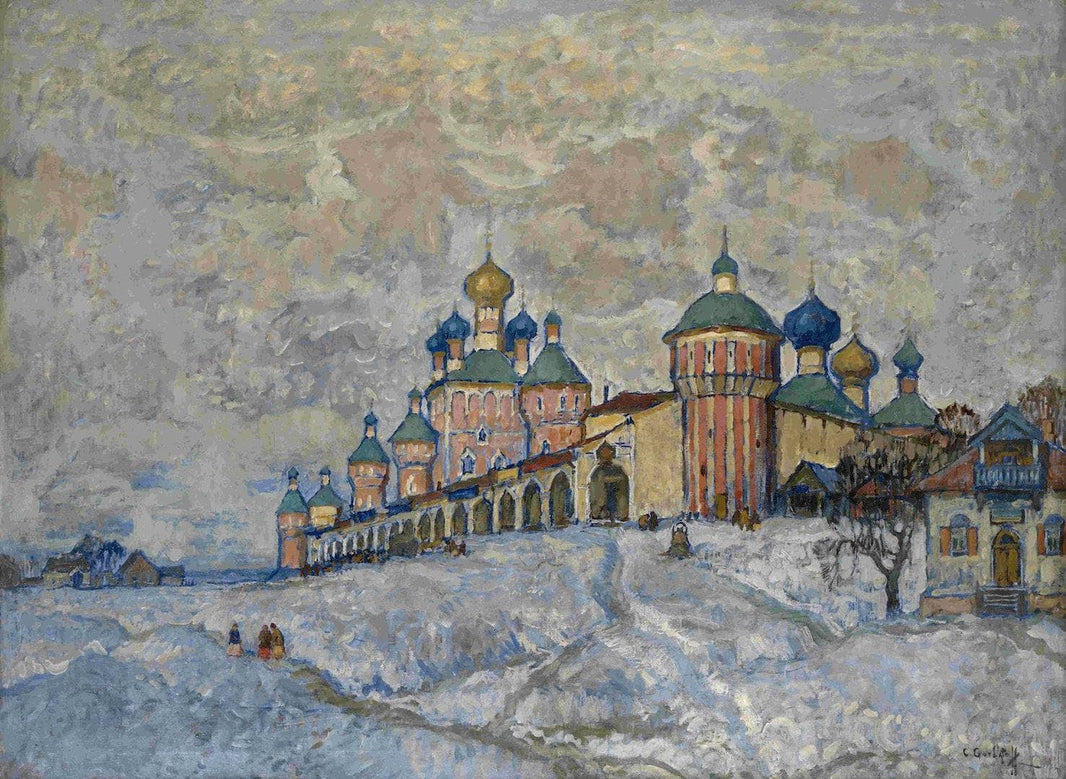View of a Monastery by Konstantin Gorbatov — hand-painted architectural oil painting reproduction on canvas