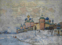 View of a Monastery by Konstantin Gorbatov — city oil painting wall art, Post Impressionism