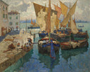 View of Venice by Konstantin Gorbatov — ships oil painting wall art, Post Impressionism