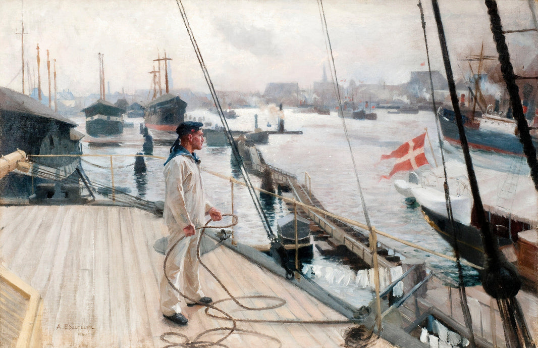 Kööpenhaminan Ankkuripaikalta I by Albert Edelfelt — hand-painted nautical oil painting reproduction on canvas