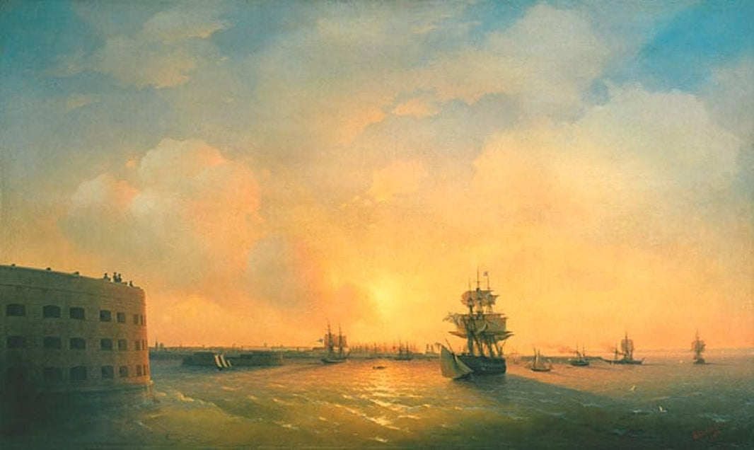 Kronstadt fort The emperor Alexander by Ivan Aivazovsky — hand-painted landscape oil painting reproduction on canvas