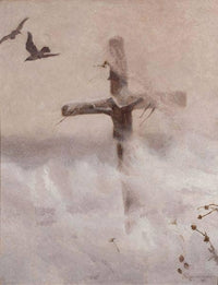 Cross in the blizzard by Józef CheÅmoÅski — hand-painted abstract oil painting reproduction on canvas