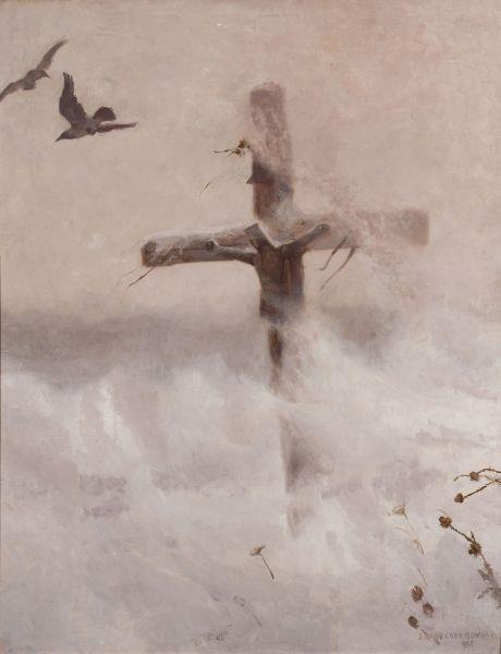 Cross in the blizzard - Józef CheÅmoÅski