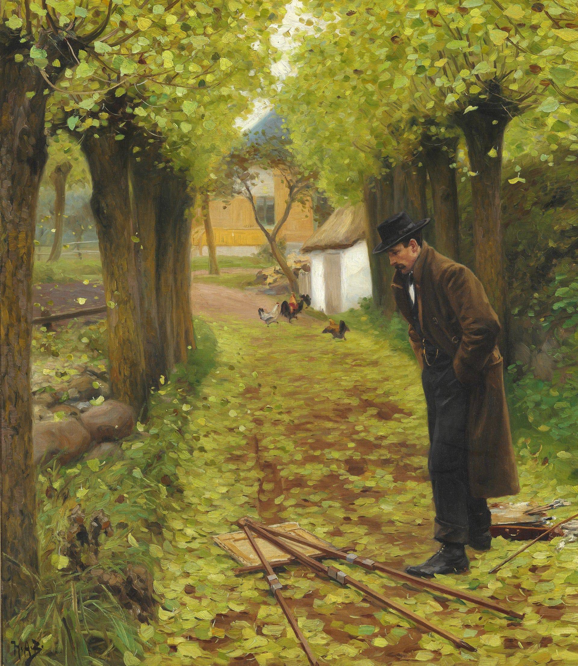 L. A. Ring by His Fallen Easel - Hans Andersen Brendekilde