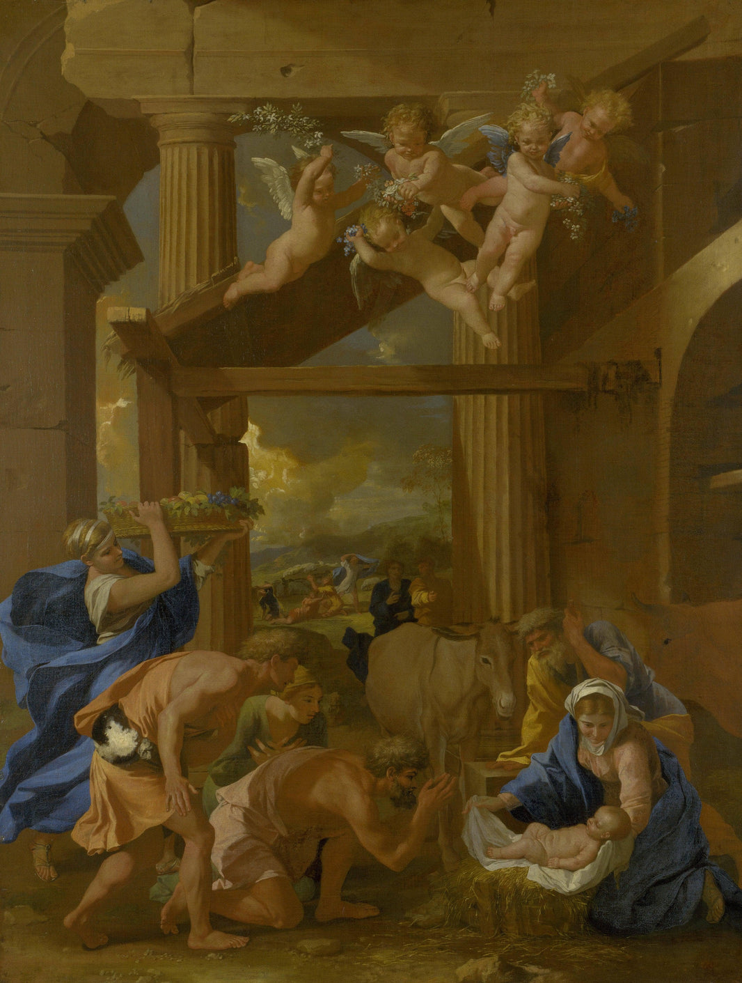 Adoration of the Shepherds by Nicolas Poussin — hand-painted cultural oil painting reproduction on canvas