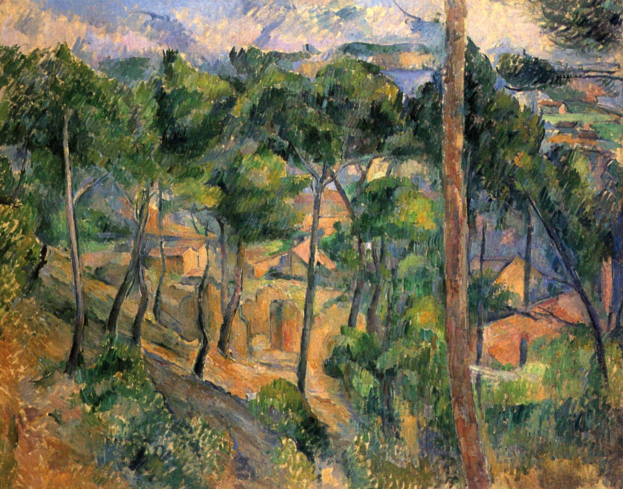 L'Estaque View Through The Pines - Paul Cezanne