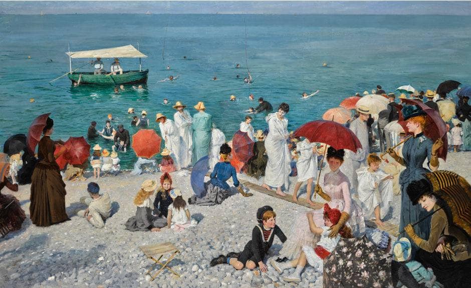 L'heure Du Bain Au Tréport by Albert Aublet — hand-painted portrait oil painting reproduction on canvas