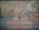 L'Hirondelle Steamer on the Seine by Paul Signac — ships oil painting wall art, Pointillism