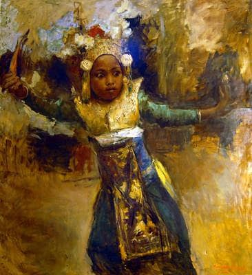 Barong dancer by Romualdo Locatelli — hand-painted portrait oil painting reproduction on canvas