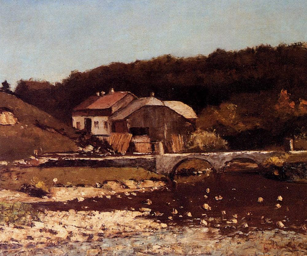 La Ferme De Bonnevaux by Gustave Courbet — hand-painted architectural oil painting reproduction on canvas