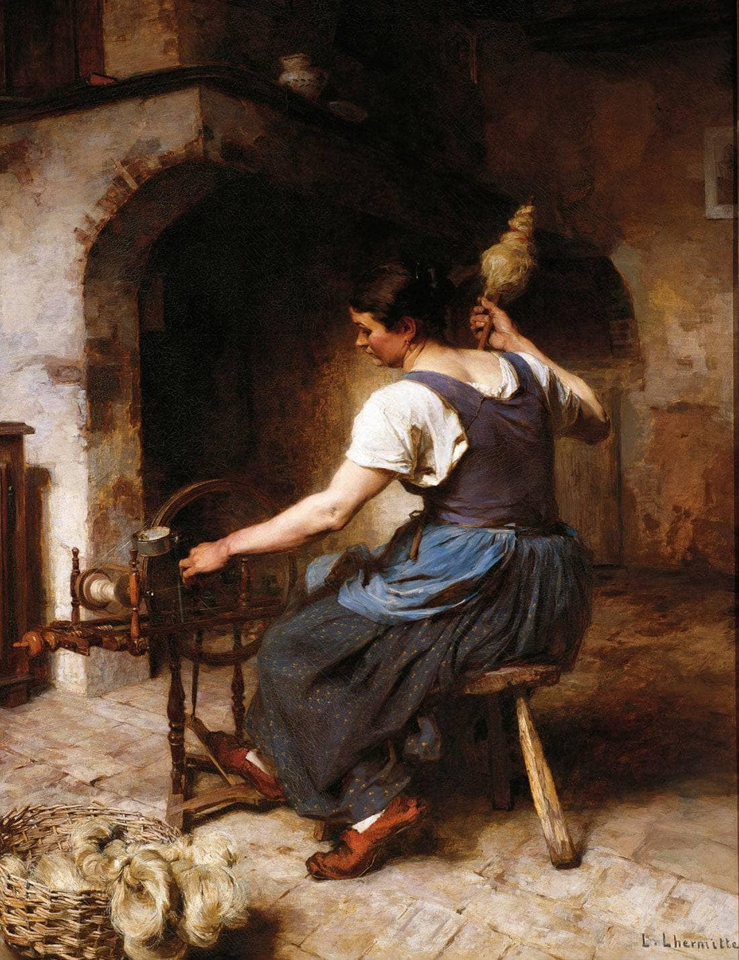 The spinner by Léon Augustin Lhermitte — hand-painted portrait oil painting reproduction on canvas