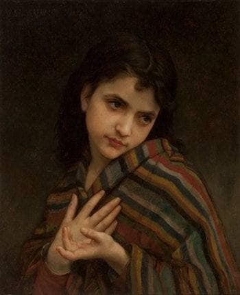 The Chilly Girl by William-Adolphe Bouguereau — hand-painted portrait oil painting reproduction on canvas