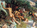 The Bathers Escape by Nasreddine Dinet — hand-painted abstract oil painting reproduction on canvas