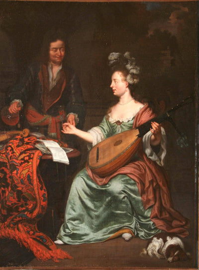 La Leçon De Luth Interrompu by Michiel van Musscher — oil painting reproduction