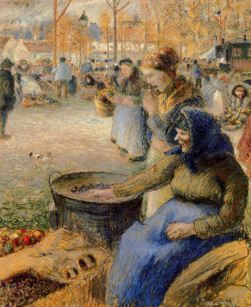 La Marchande de Marrons, Fiore de la St. Martin, Pontoise - Camille Pissarro