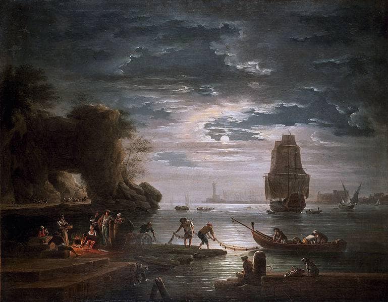 La nuit by Claude-Joseph Vernet — hand-painted landscape oil painting reproduction on canvas