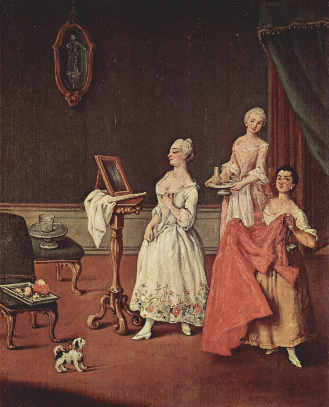 Lady at her Toilette by Pietro Longhi — hand-painted animal oil painting reproduction on canvas