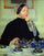 Lady at the Tea Table in bedroom
