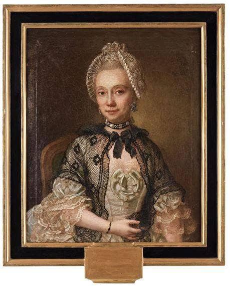 Lady in a white dress with black lace fichu by Ulrika Pasch — hand-painted portrait oil painting reproduction on canvas