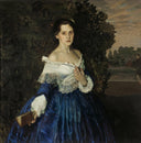 Lady in Blue. Portrait of the Artist Yelizaveta Martynova by Konstantin Somov — hand-painted portrait oil painting reproduction on canvas
