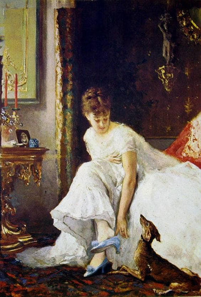 Lady in white in living room