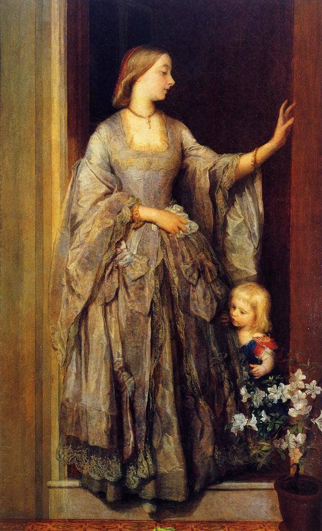 Lady Margaret Beaumont and her Daughter by George Frederick Watts — hand-painted portrait oil painting reproduction on canvas