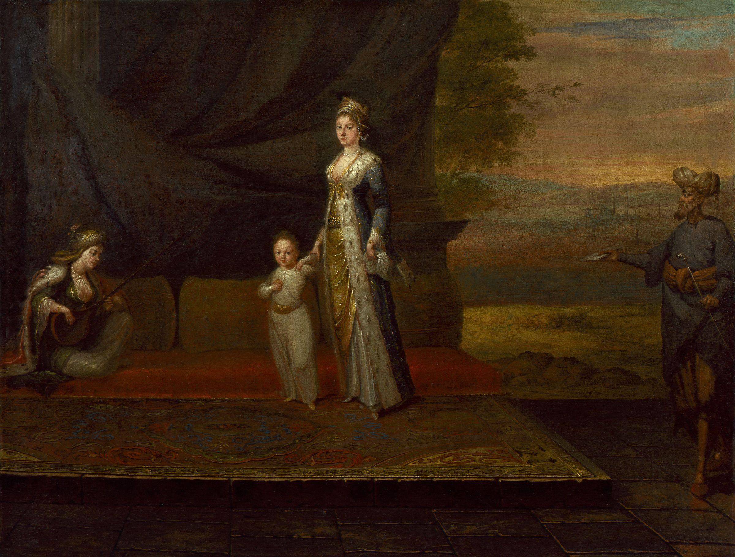 Lady Mary Wortley Montagu with Her Son, Edward Wortley Montagu, and Attendants - Jean Baptiste Vanmour