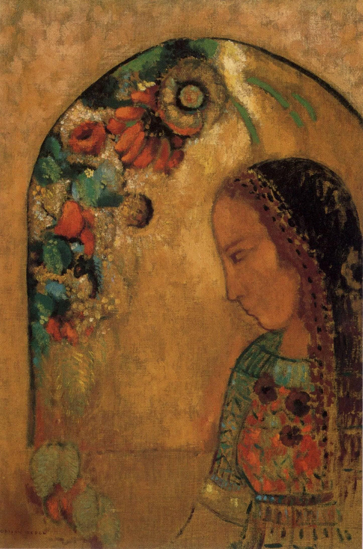 Lady of the Flowers by Odilon Redon — hand-painted portrait oil painting reproduction on canvas
