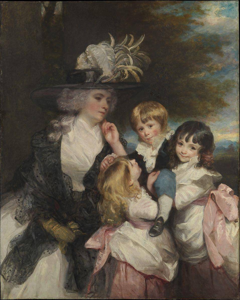 Lady Smith (Charlotte Delaval) and Her Children (George Henry, Louisa, and Charlotte) by Joshua Reynolds, hand-painted portrait oil painting reproduction on canvas