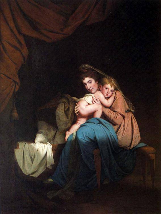 Lady Wilmot and Her Child by Joseph Wright, hand-painted portrait oil painting reproduction on canvas